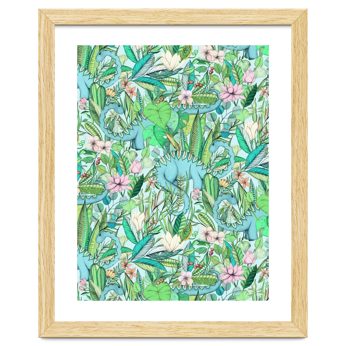 Improbable Botanical with Dinosaurs - soft pastels