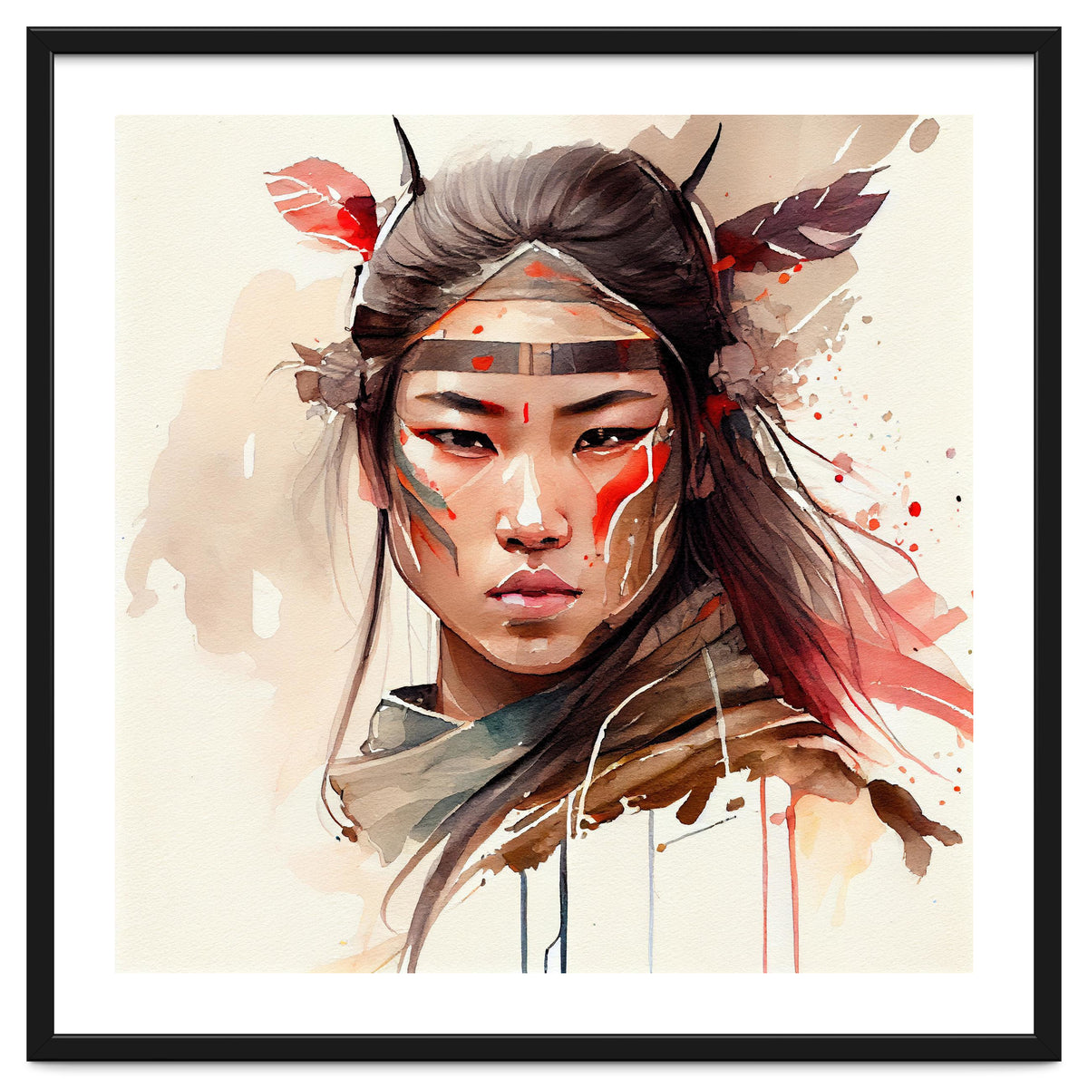Watercolor Asian Warrior Woman #2