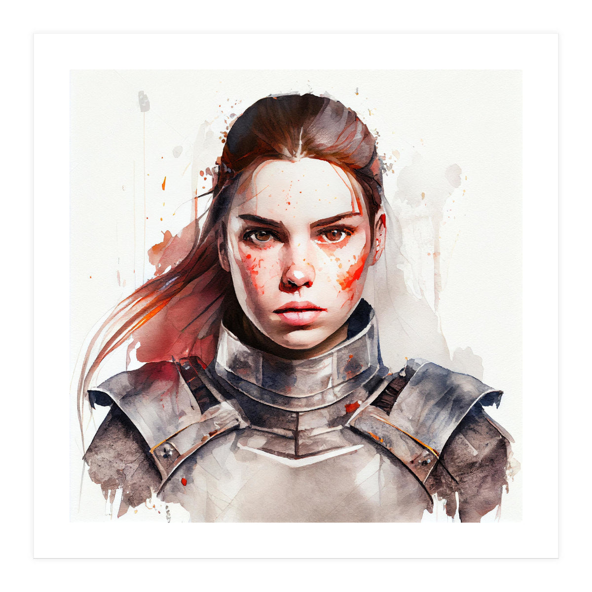 Watercolor Medieval Soldier Woman #2 (Print Only)