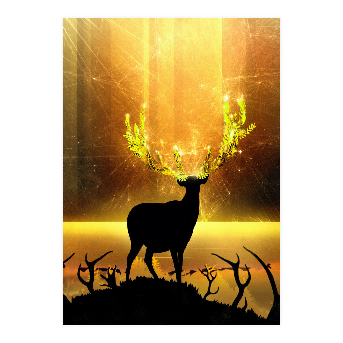 Greenery Deer Golden Sun (Print Only)