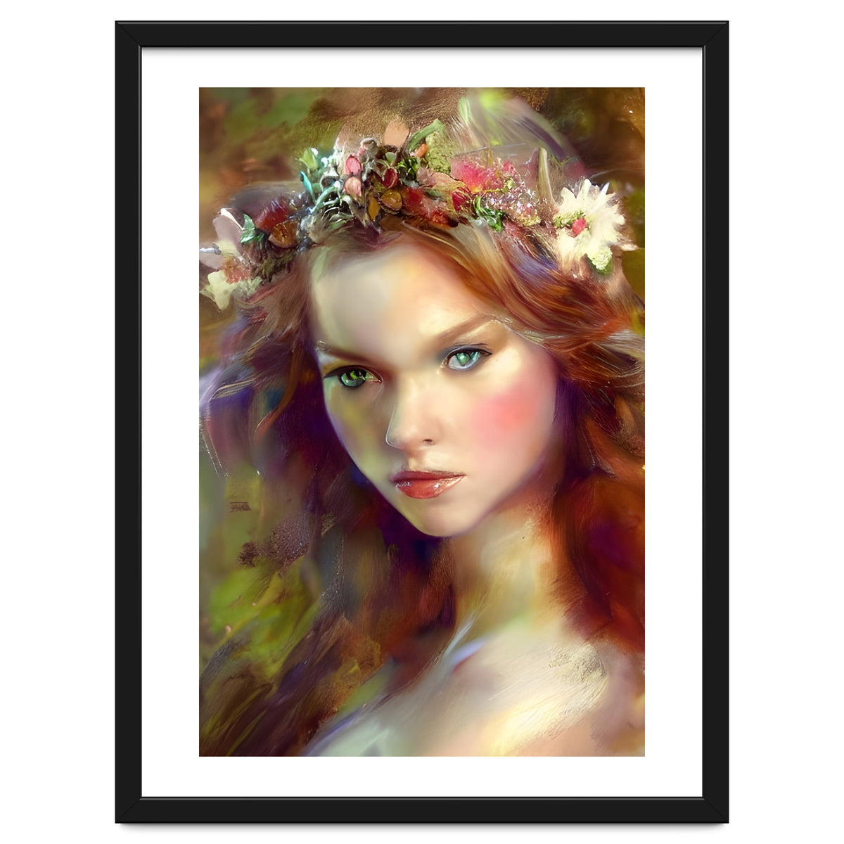 Dreamy kitschy Maiden with Flower Wreath