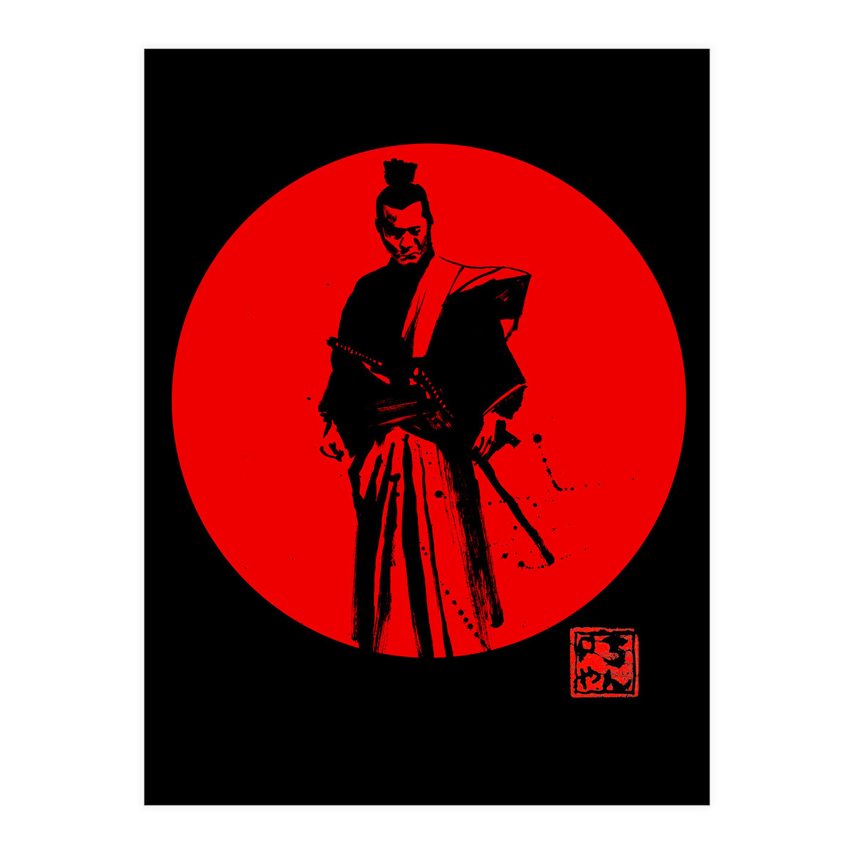 Samurai In Red Sun (Print Only)