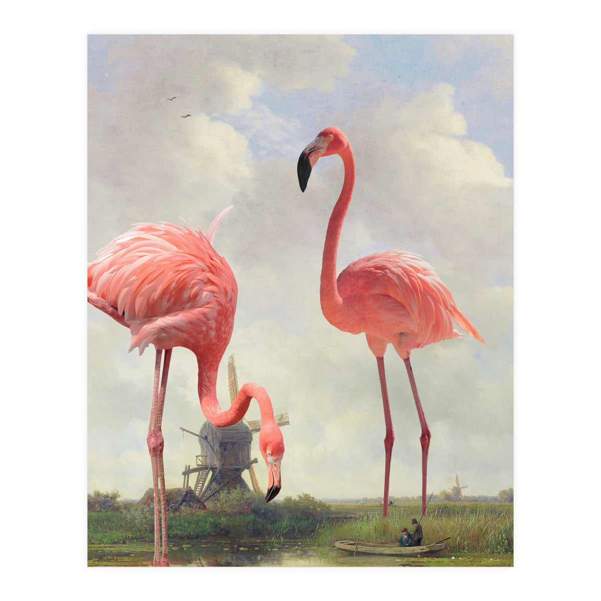 Fishing With Flamingos (Print Only)