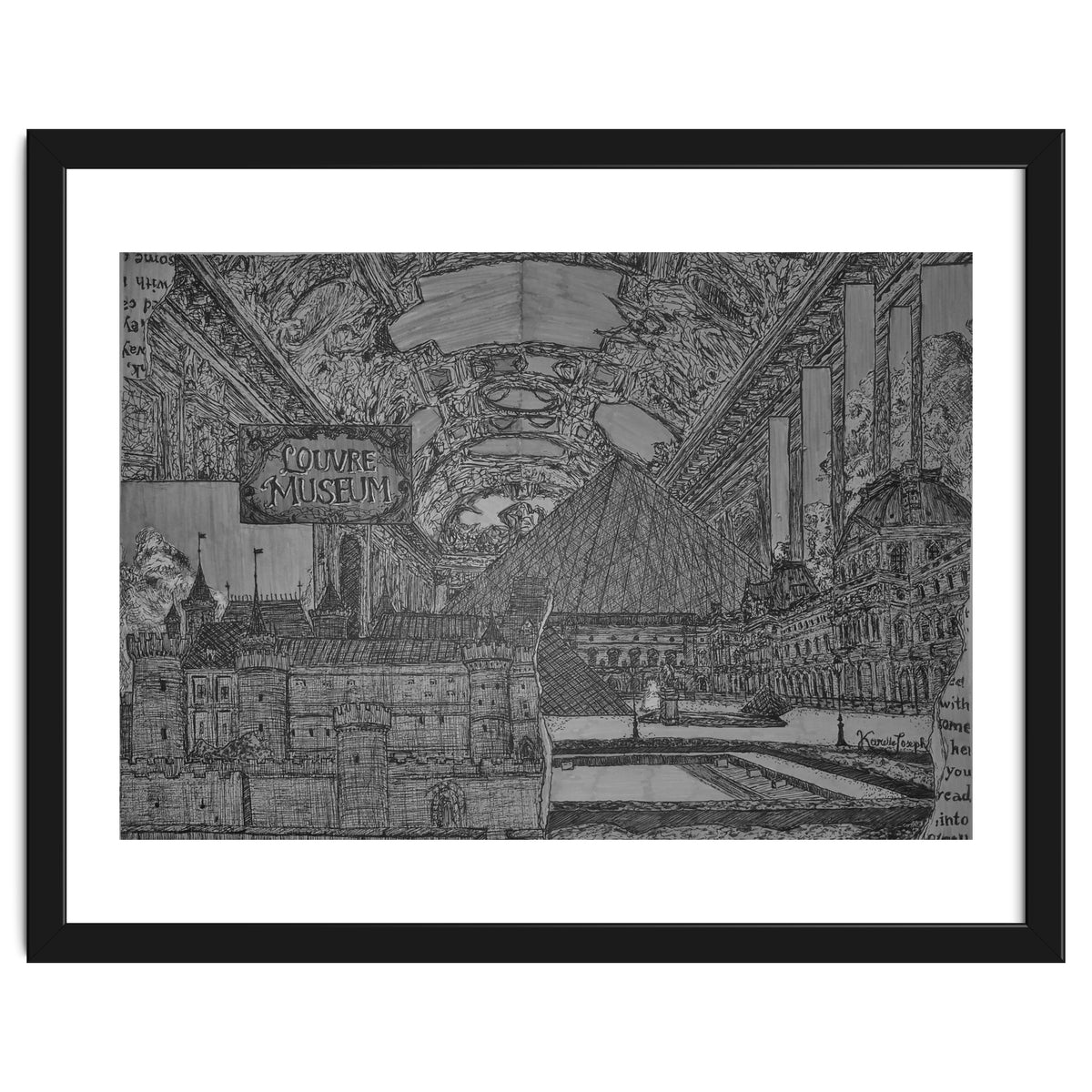 Louvre Museum B&W