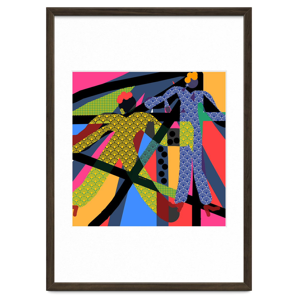 LADIES WEARING YELLOW AND BLUE PATTERNS