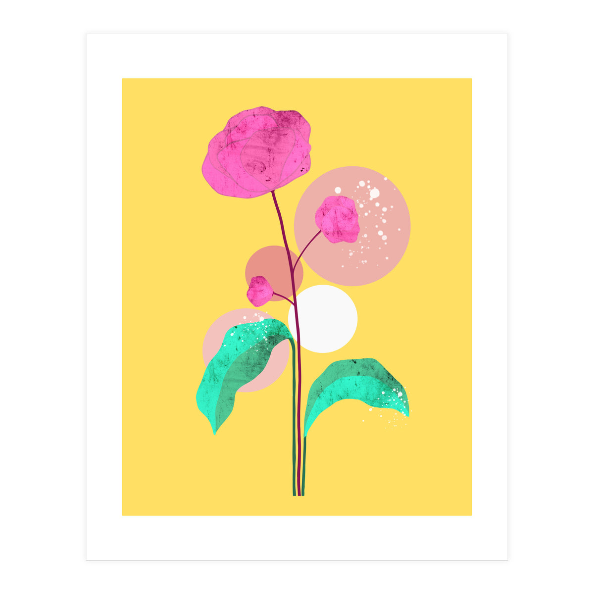 The Rare Bloom, Abstract Nature Floral Graphic, Eclectic Bohemian Modern, Pop of Color Illustration (Print Only)