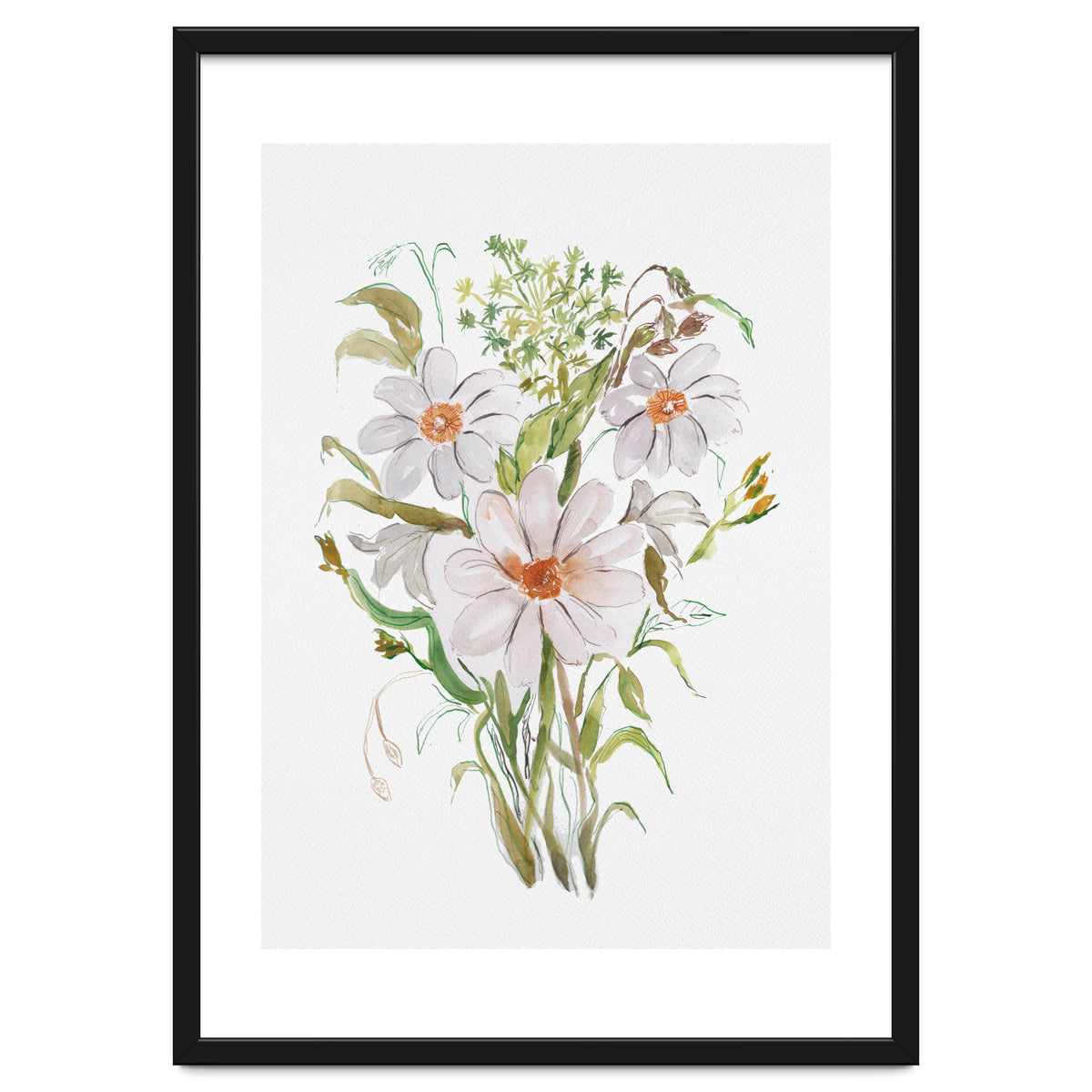 Watercolor White Florals