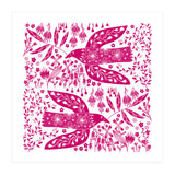 Doves And Flowers Magenta Pink (Print Only) thumbnail