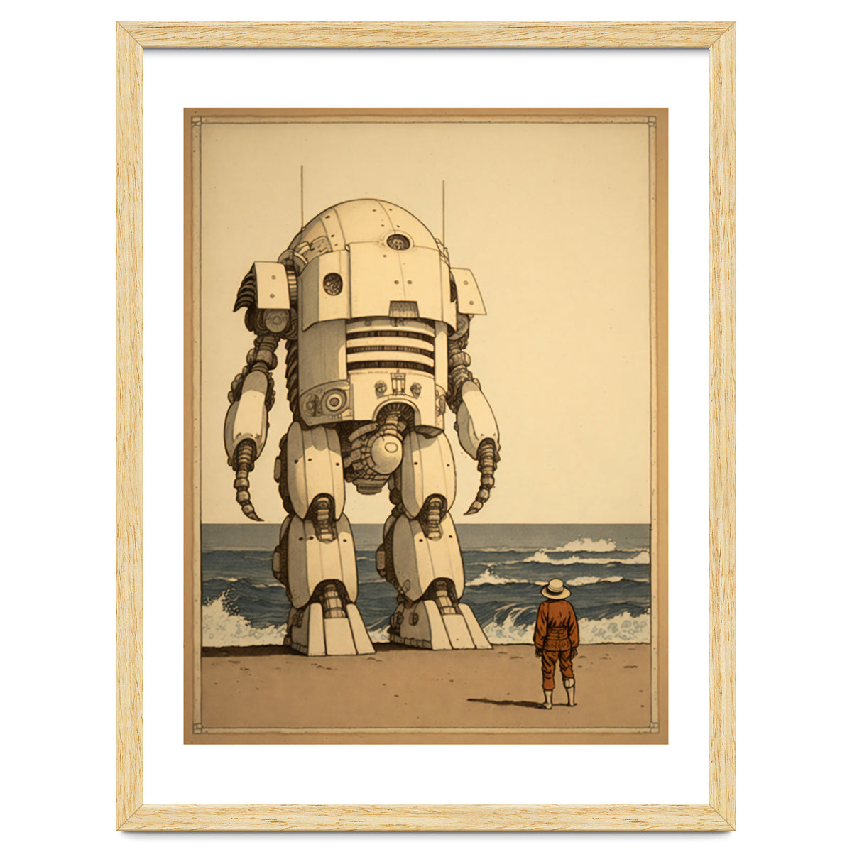 Giant Robot Japanese Woodblock Print