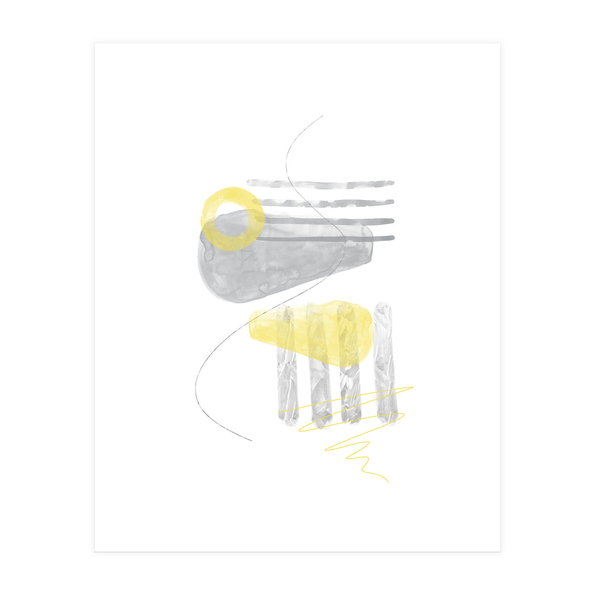 Watercolor Shapes No. 3 | Illuminating Yellow & Ultimate Grey (Print Only)