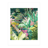 Bohemian Jungle, Tropical Botanical Nature Illustration, Forest Solo Travel Plants Painting (Print Only)