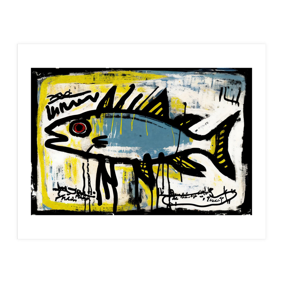 Blue Trout in Spray Painted Style Painting (Print Only)