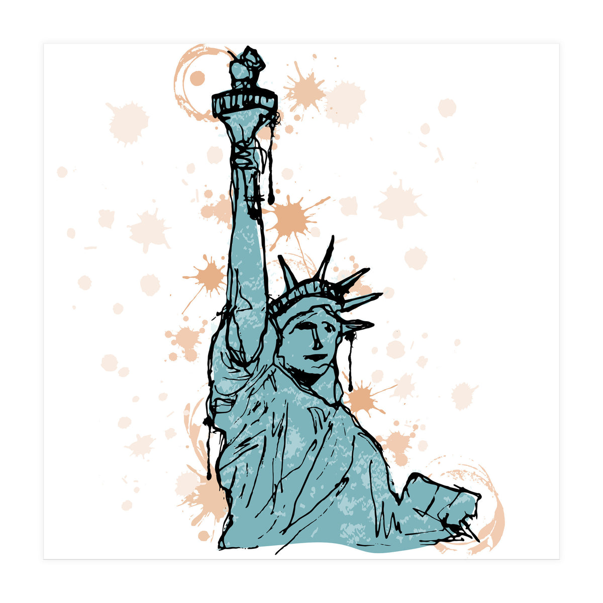 Close view of the Statue of Liberty Sketch (Print Only)