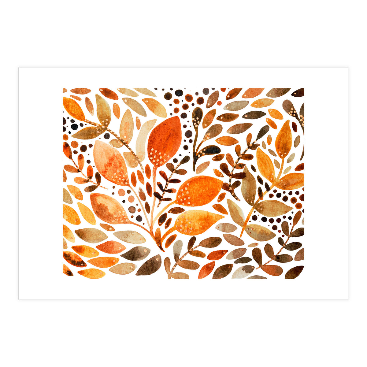 Watercolor modern foliage - autumn palette (Print Only)