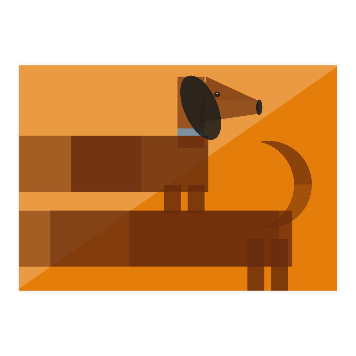 Mid Century Geometric Sausage Dog Dachshund (Print Only)