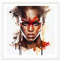 Watercolor African Warrior Woman #3
