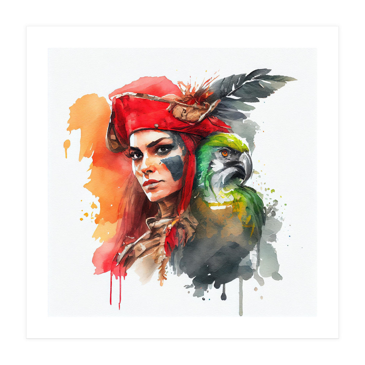 Watercolor Pirate Woman #2 (Print Only)