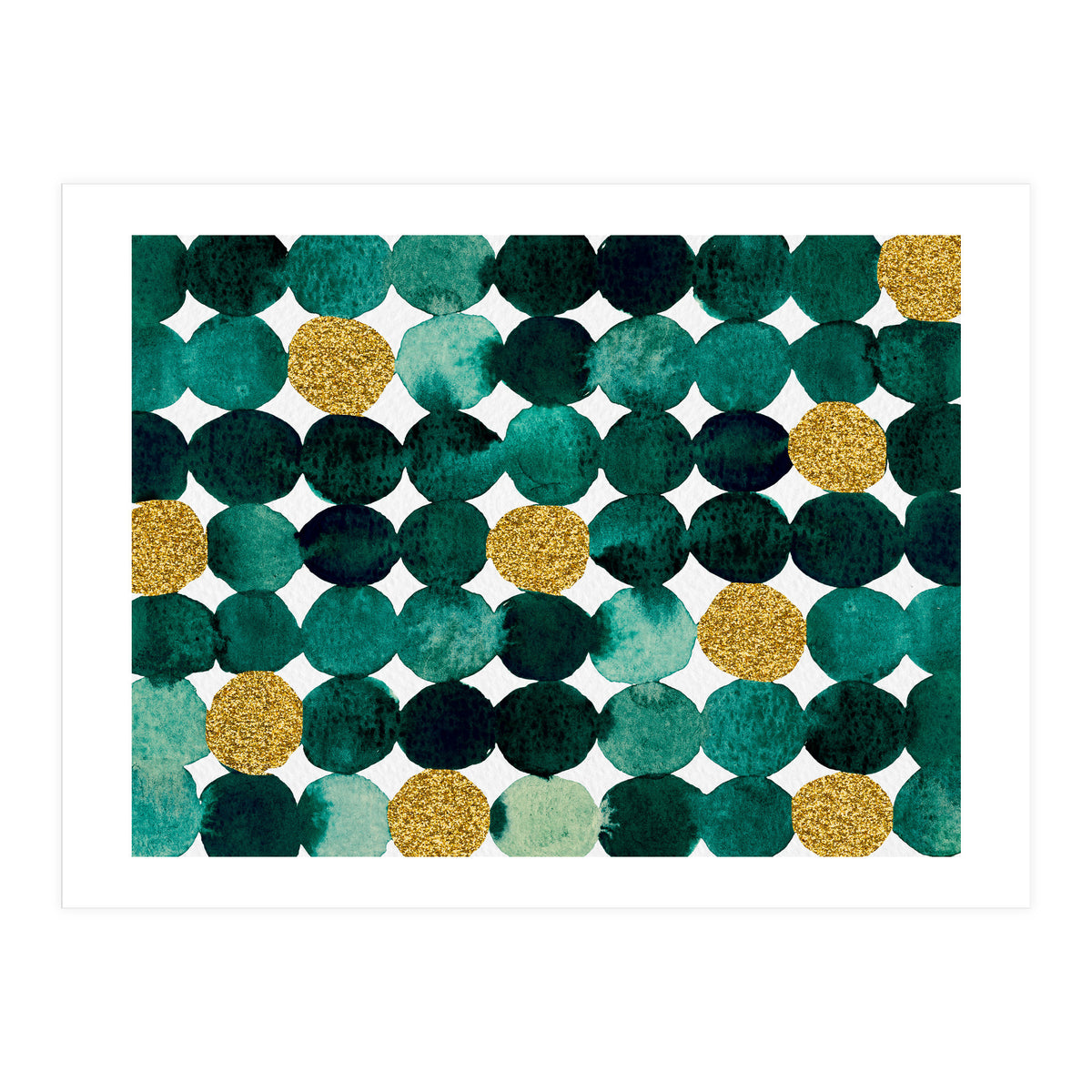 Dots pattern - emerald green and gold (Print Only)