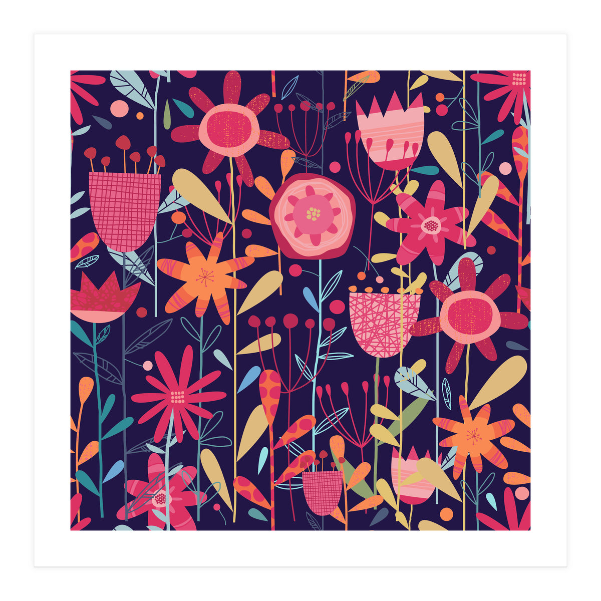 Wild Weeds And Flowers Dark (Print Only)