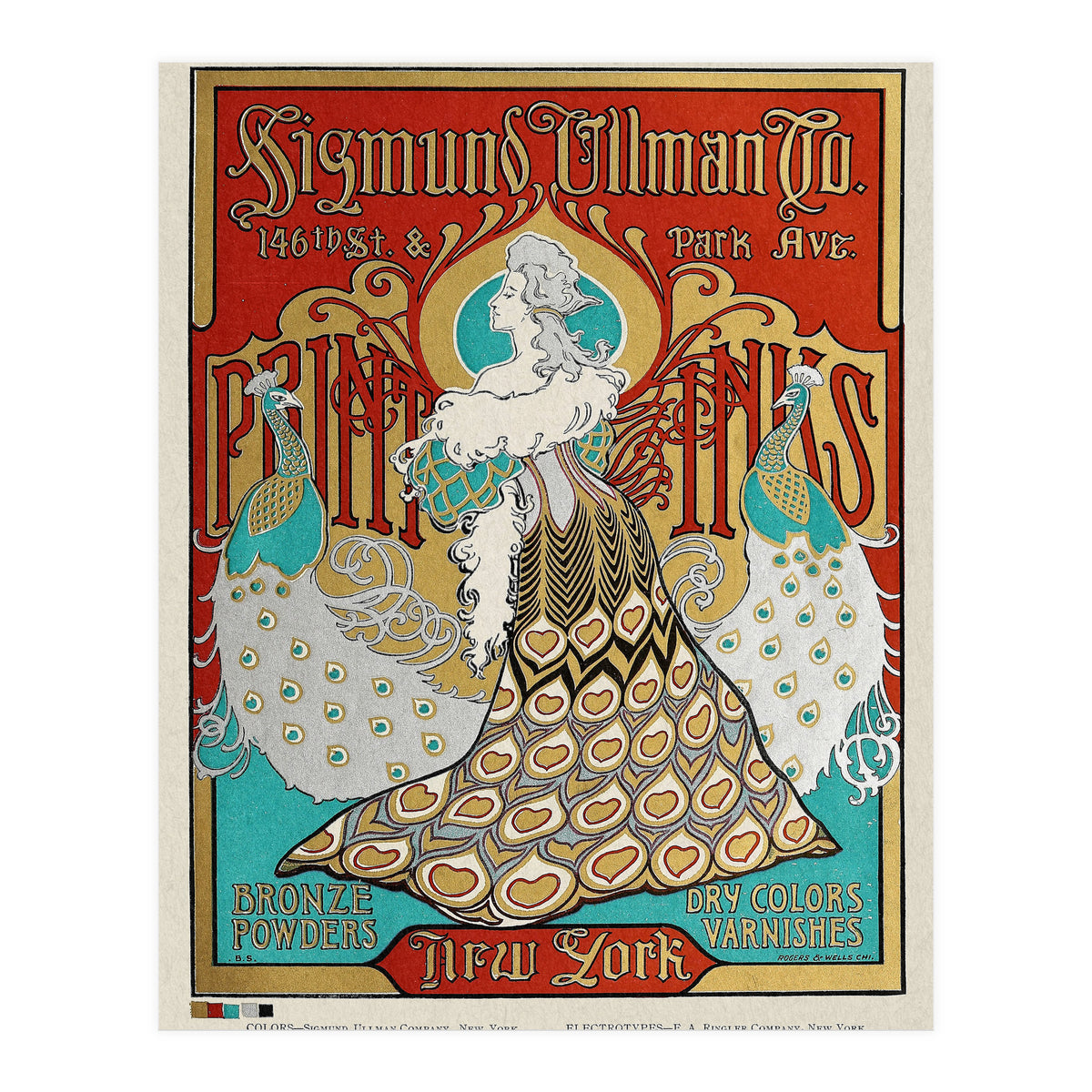 Sigmund Ullman Bronze Powders Advertisement (With Peacocks) (Print Only)