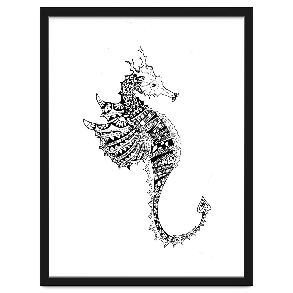 Seahorse Dragon Zen Doodle
