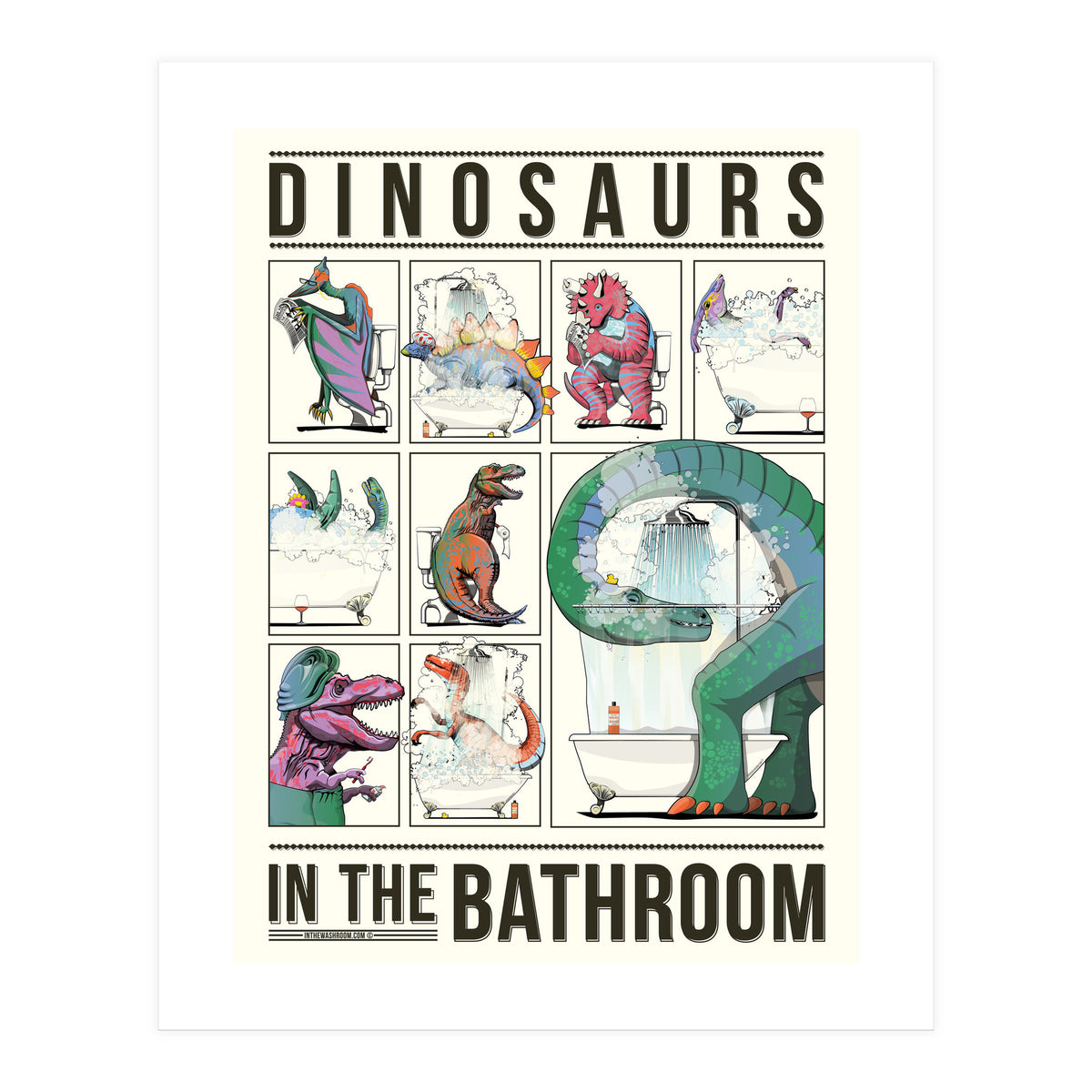 Dinosaurs in the Bathroom, Funny Toilet Humour (Print Only)