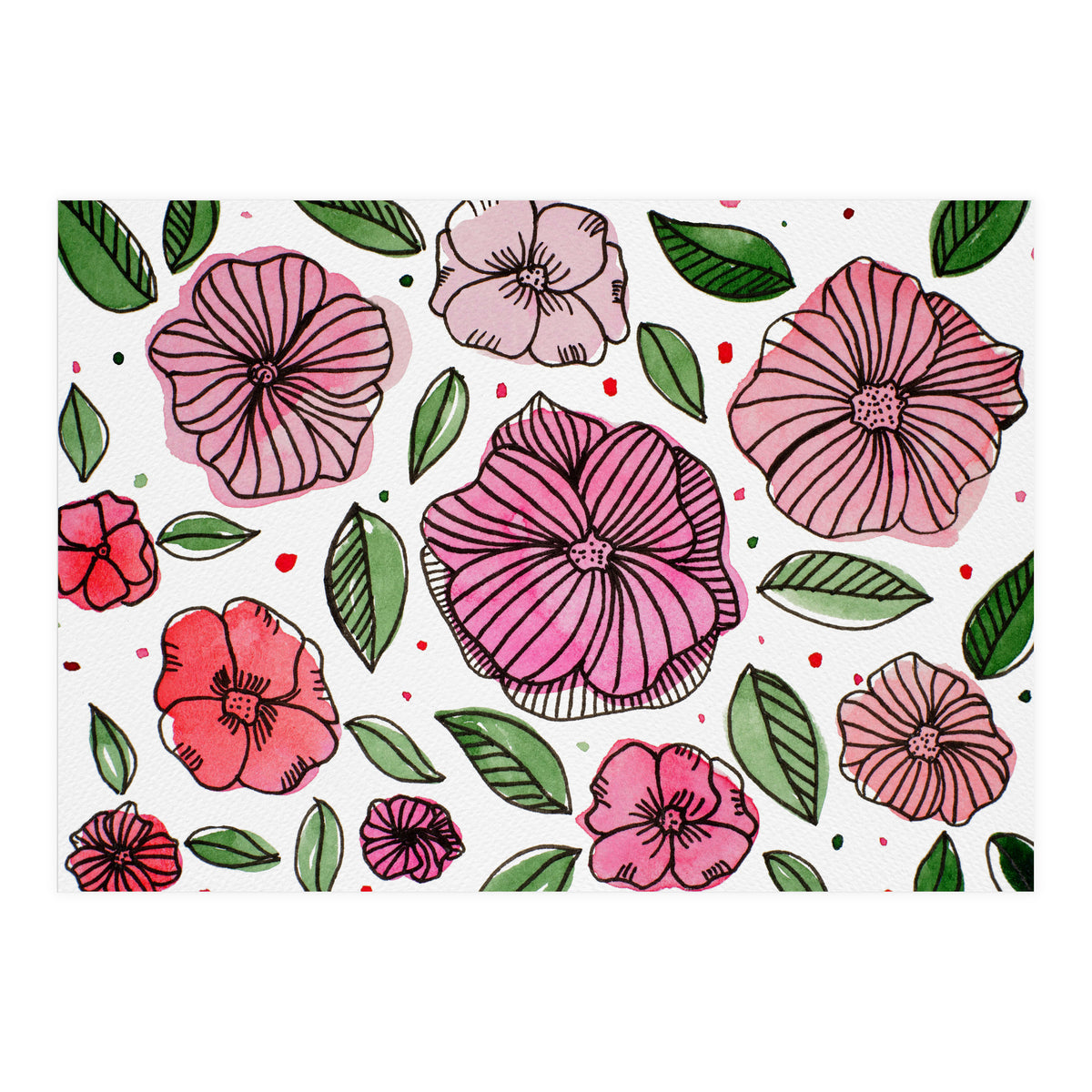 Watercolor And Ink Florals (Print Only)