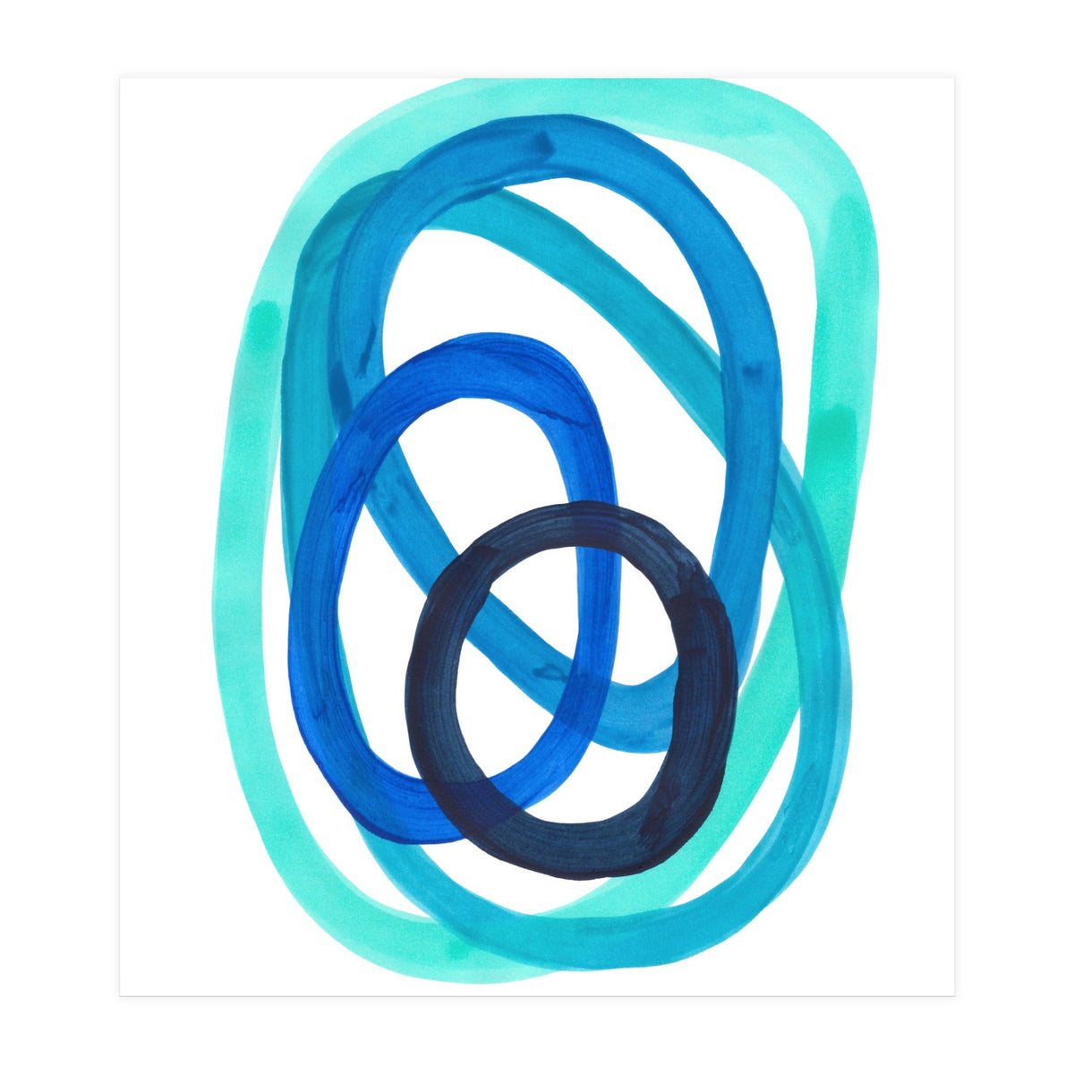 Marine Blues Blue Teal Turquoise Navy Blue Nesting Circles (Print Only)