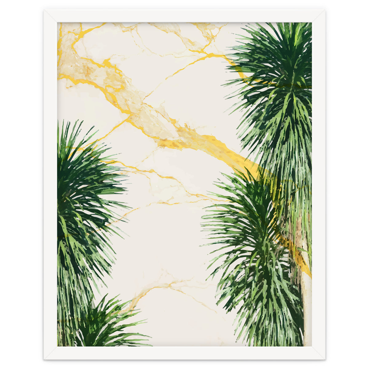 Gold marble texture with palm tree