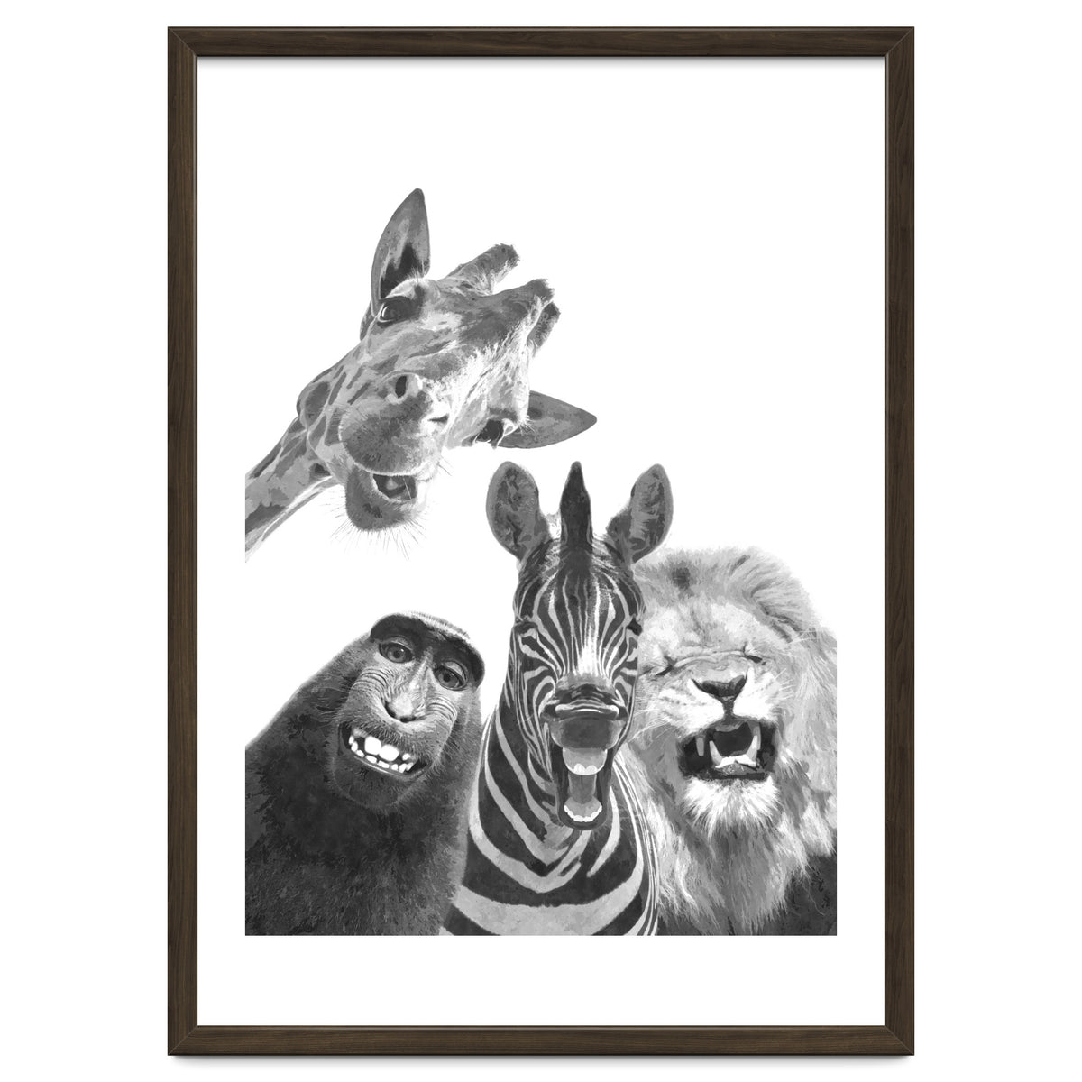 Black and White Jungle Animal Friends