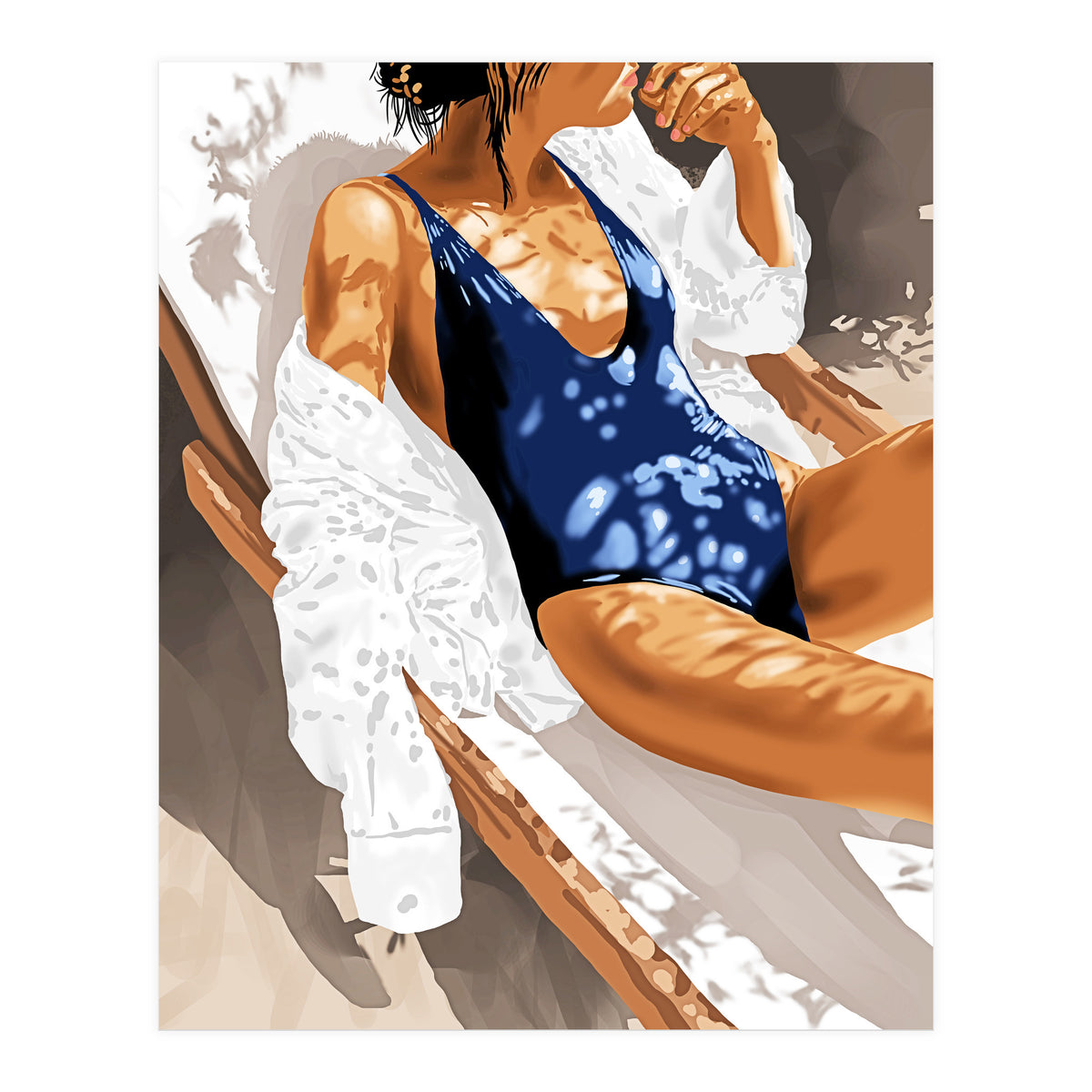 Girls Just Wanna Have Sun Painting, Woman Fashion Swim Beach Vacation Travel Summer Illustration (Print Only)