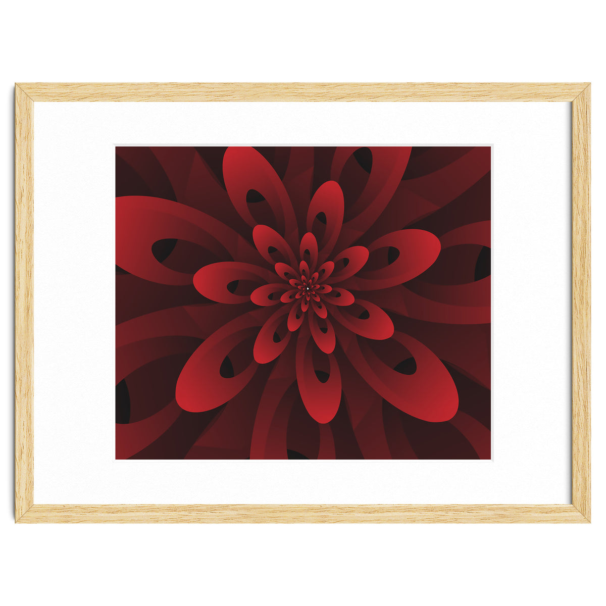 Abstract Digital Modern Red Floral 3D ART