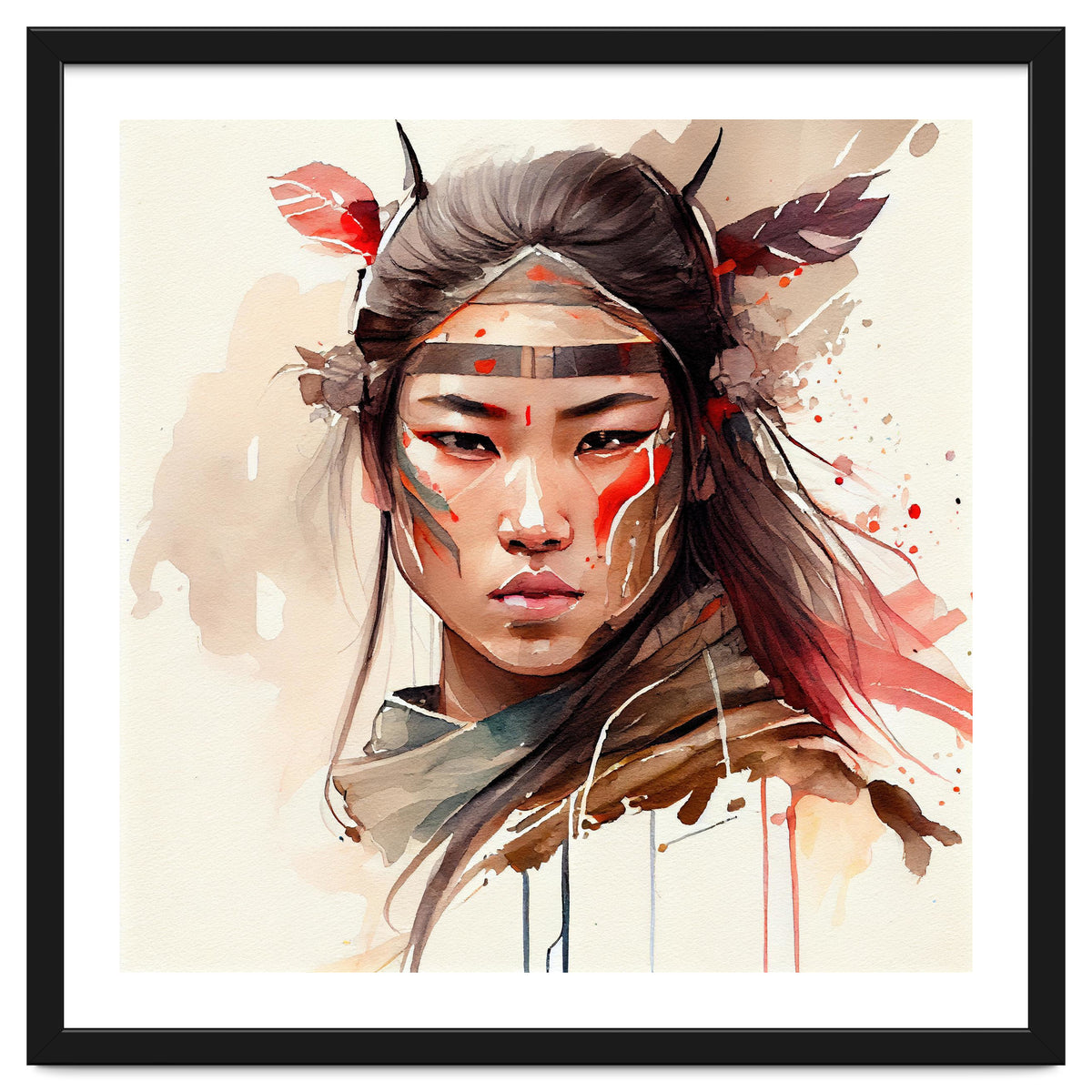 Watercolor Asian Warrior Woman #2