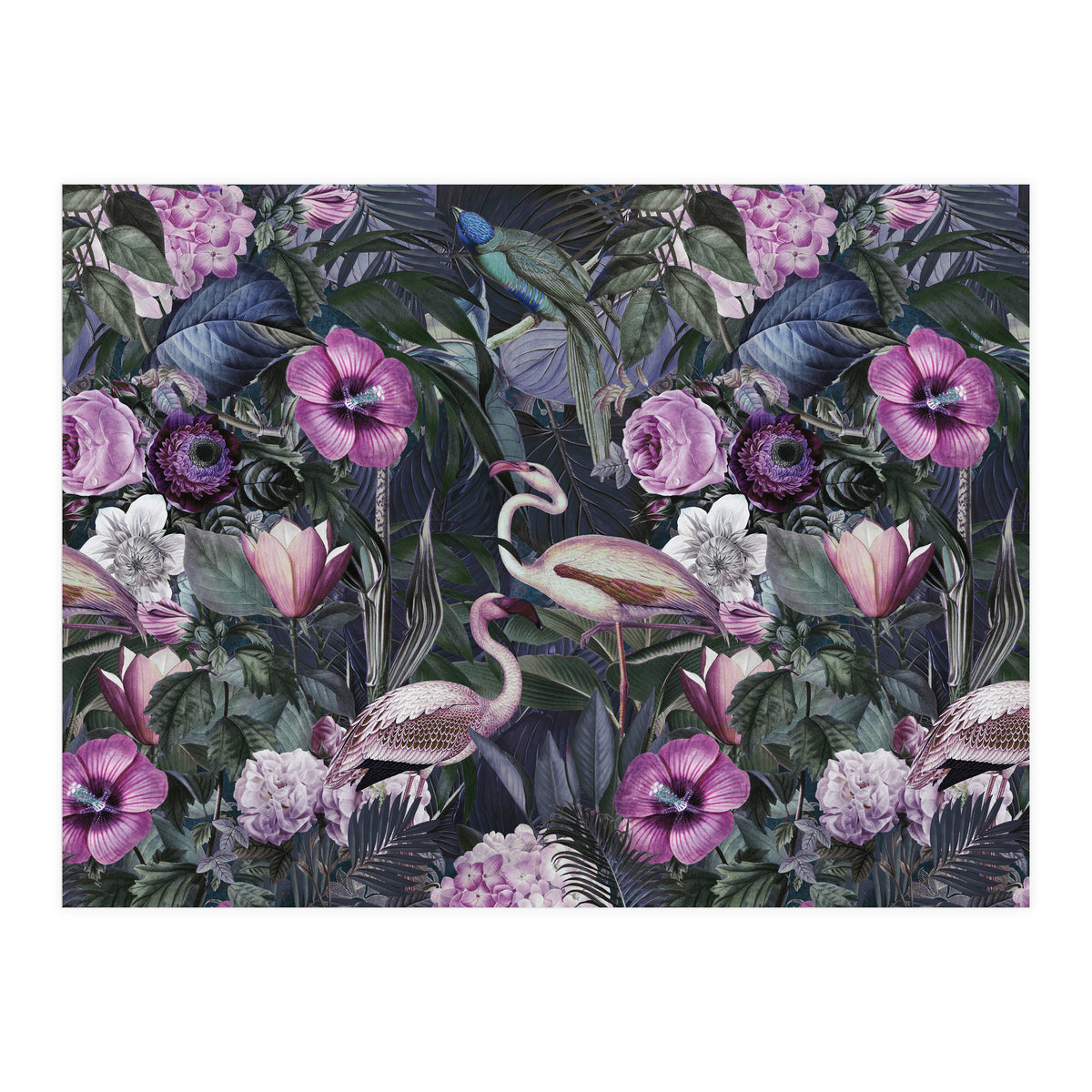 Flamingos Dark Jungle 2 (Print Only)