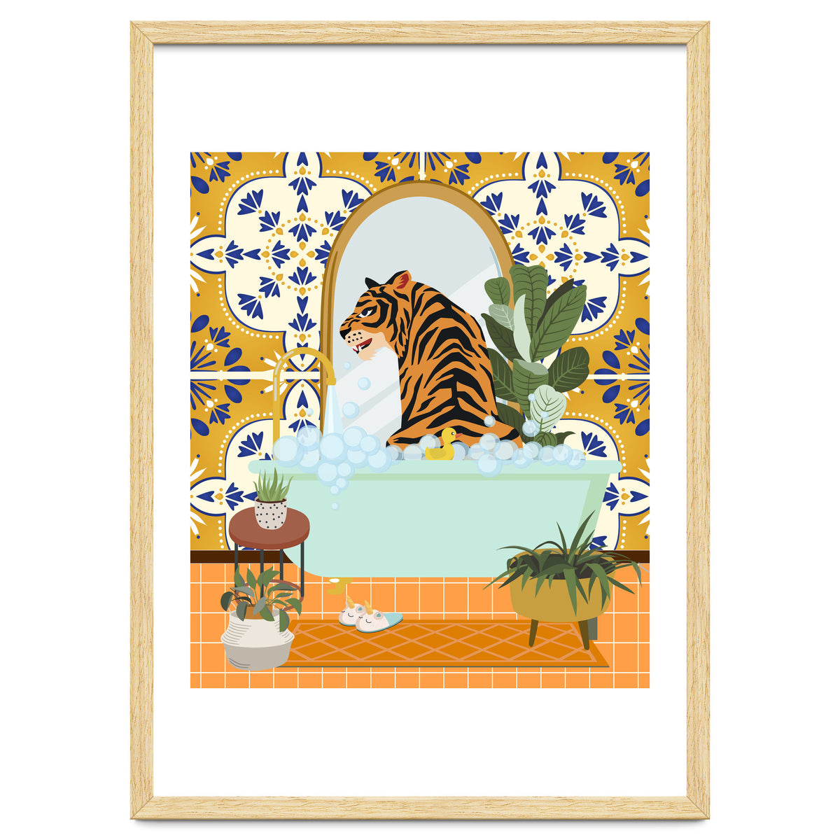 Tiger Bathing in Moroccan Style Bathroom