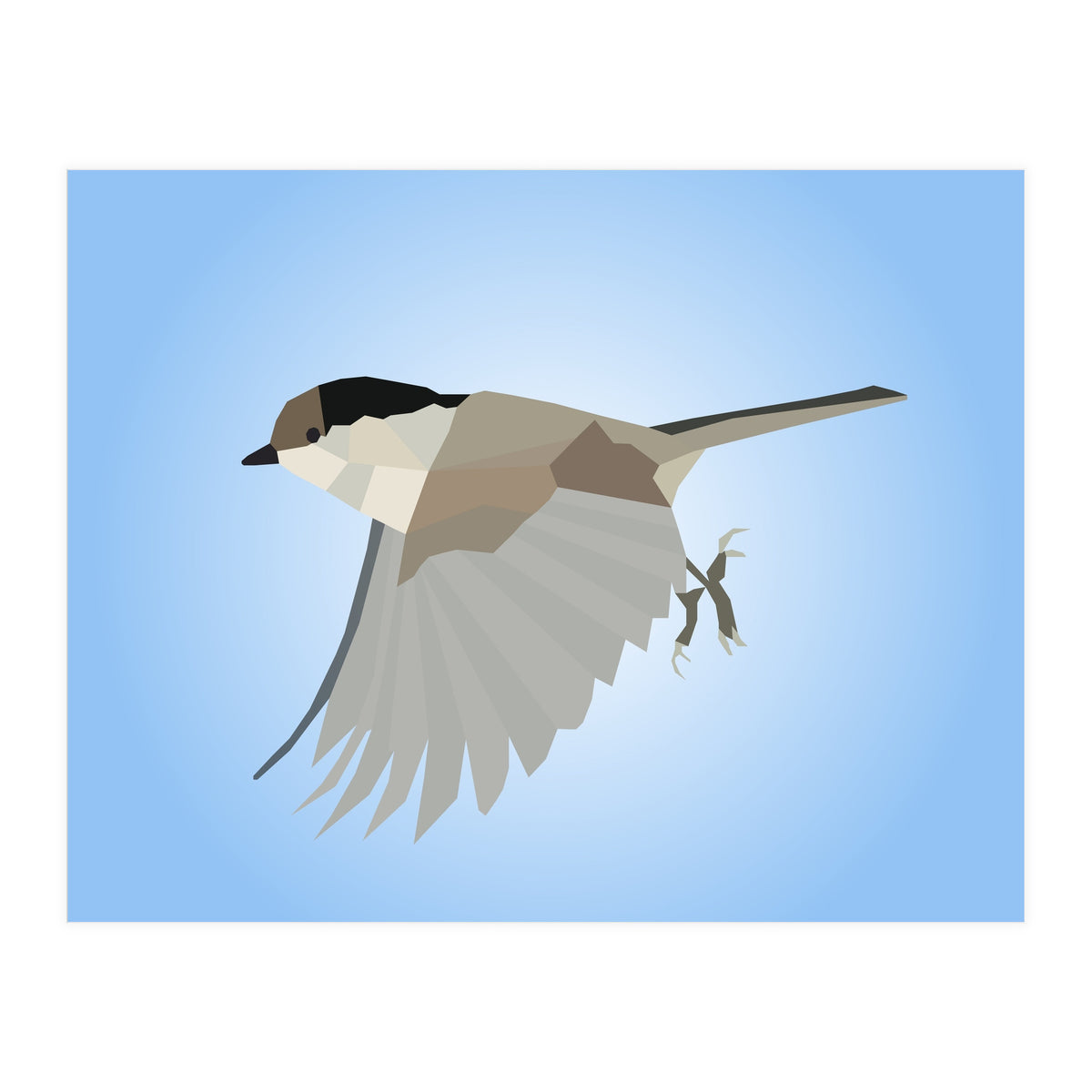 Willow Tit Bird Low Poly Art (Print Only)