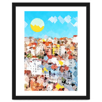 City Of Dreams, Italy Pastel Cityscape Painting, Architecture Buildings Abstract Illustration