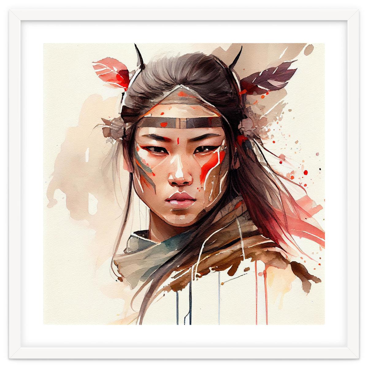 Watercolor Asian Warrior Woman #2