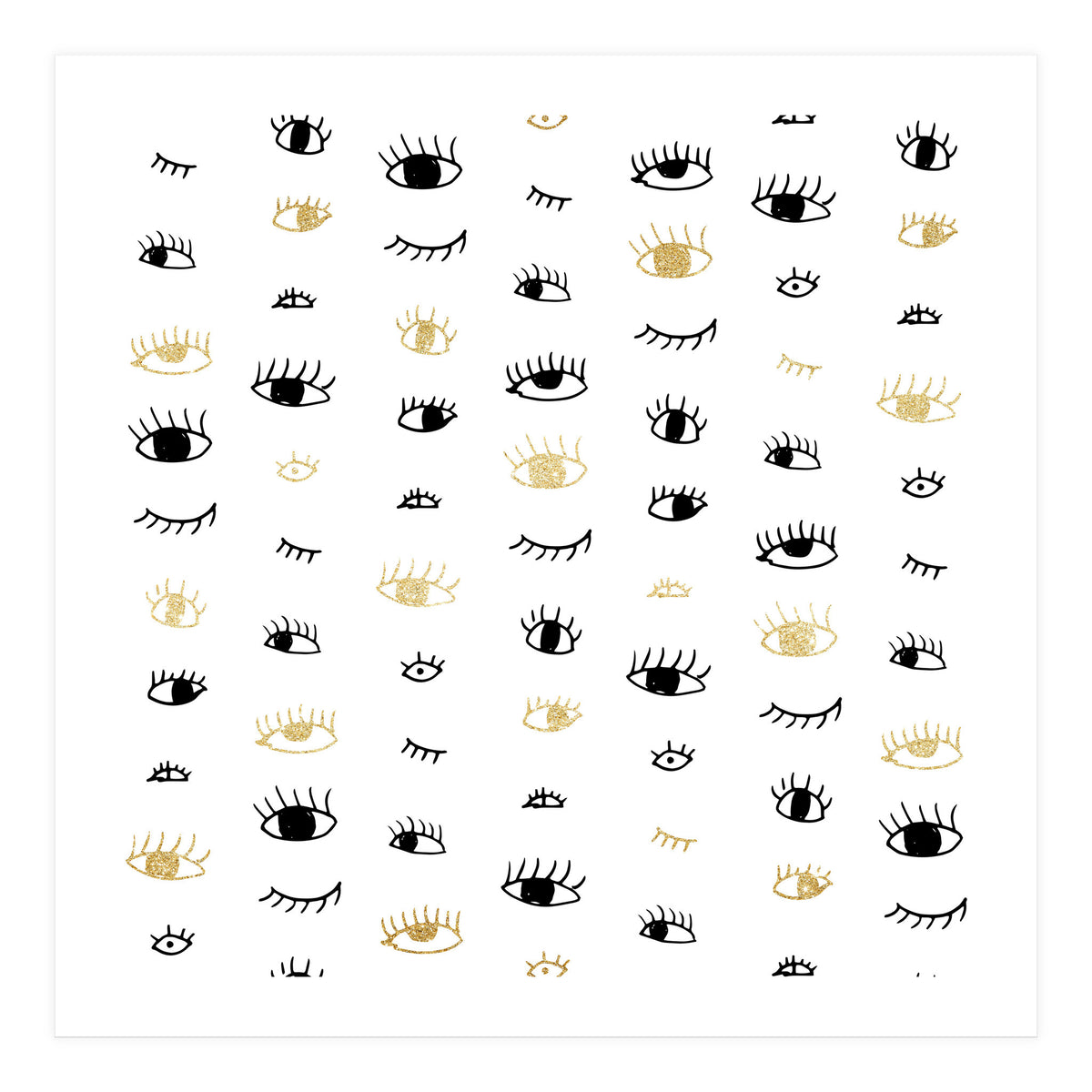 Gold and black eyes and lashes pattern (Print Only)