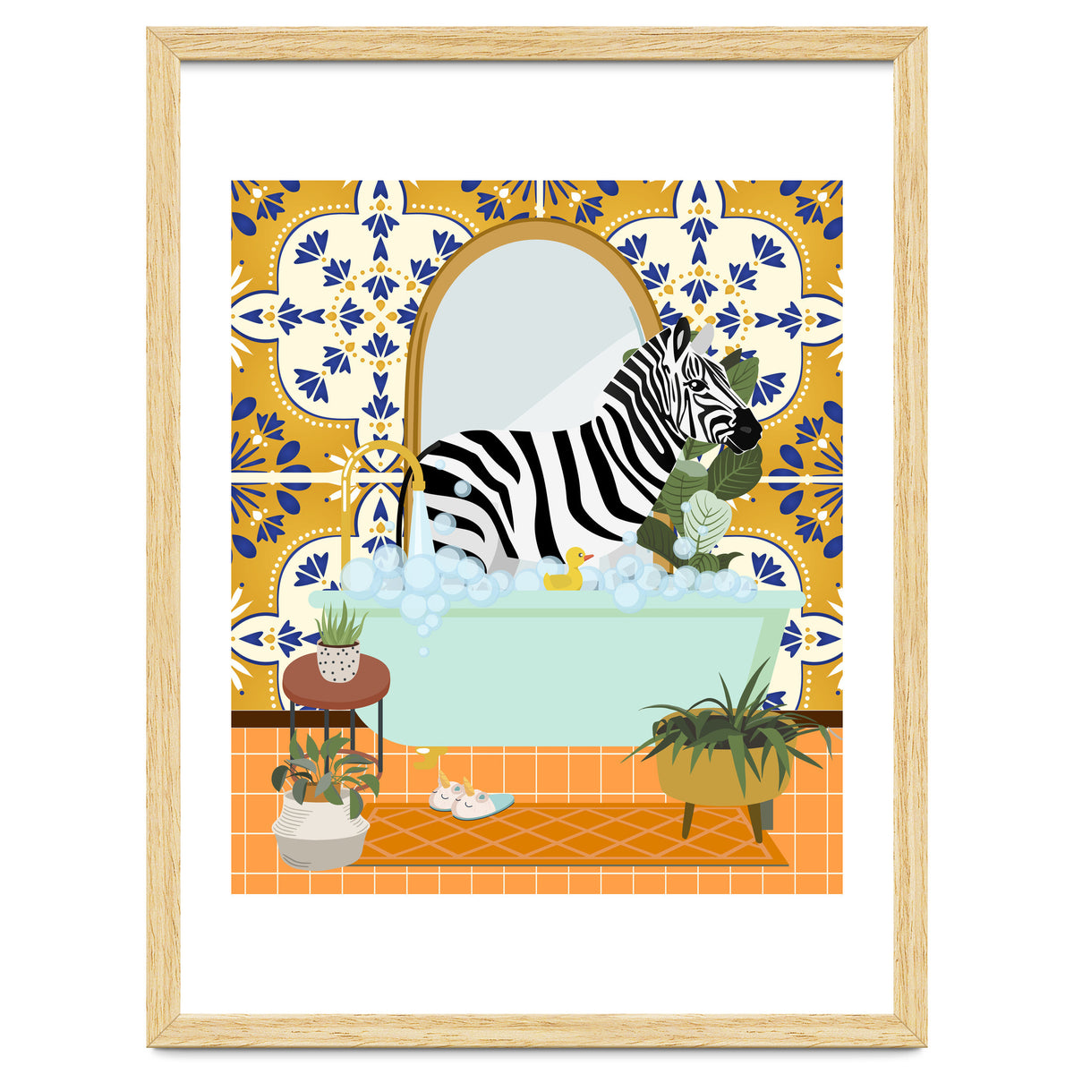 Zebra Bathing in Moroccan Style Bathroom