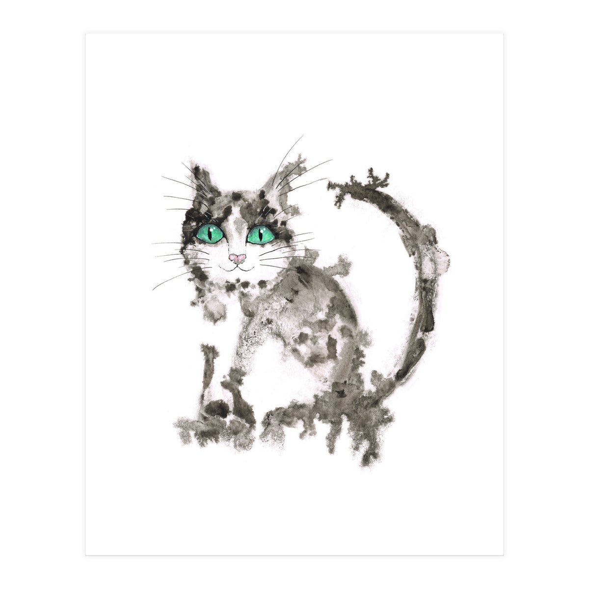 Black wet ink cat (Print Only)