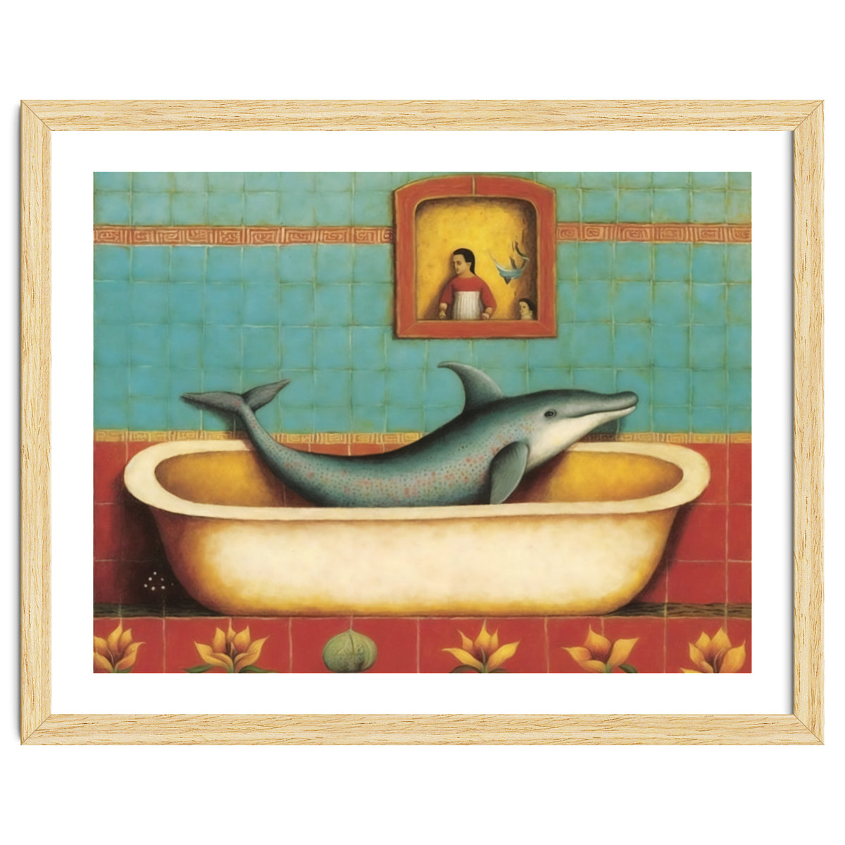 Dolphin In A Bath Folk Art