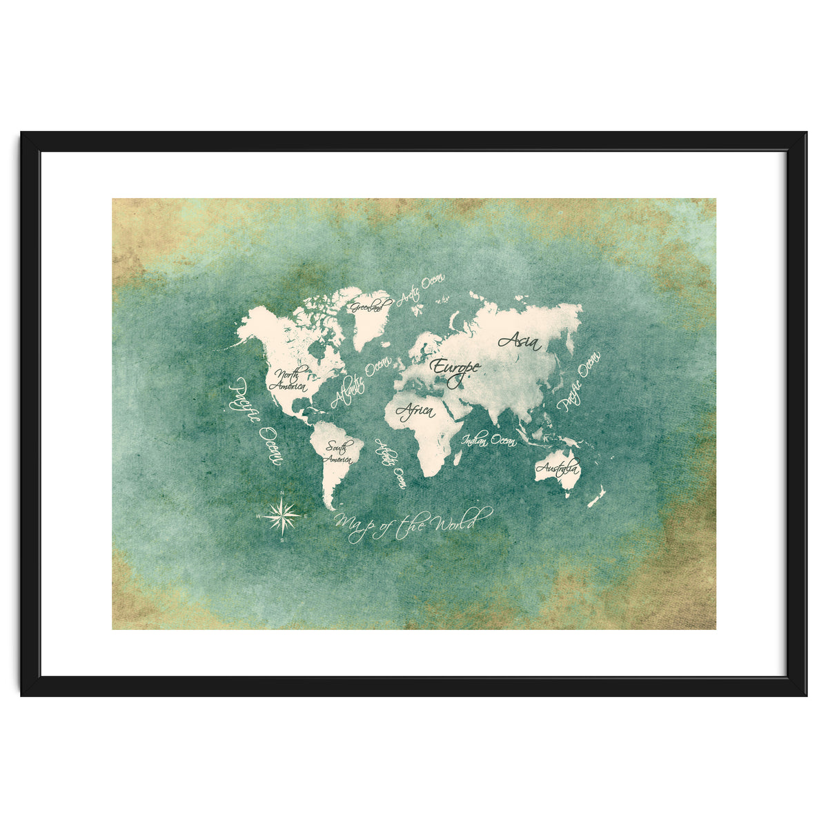 World Map White Green