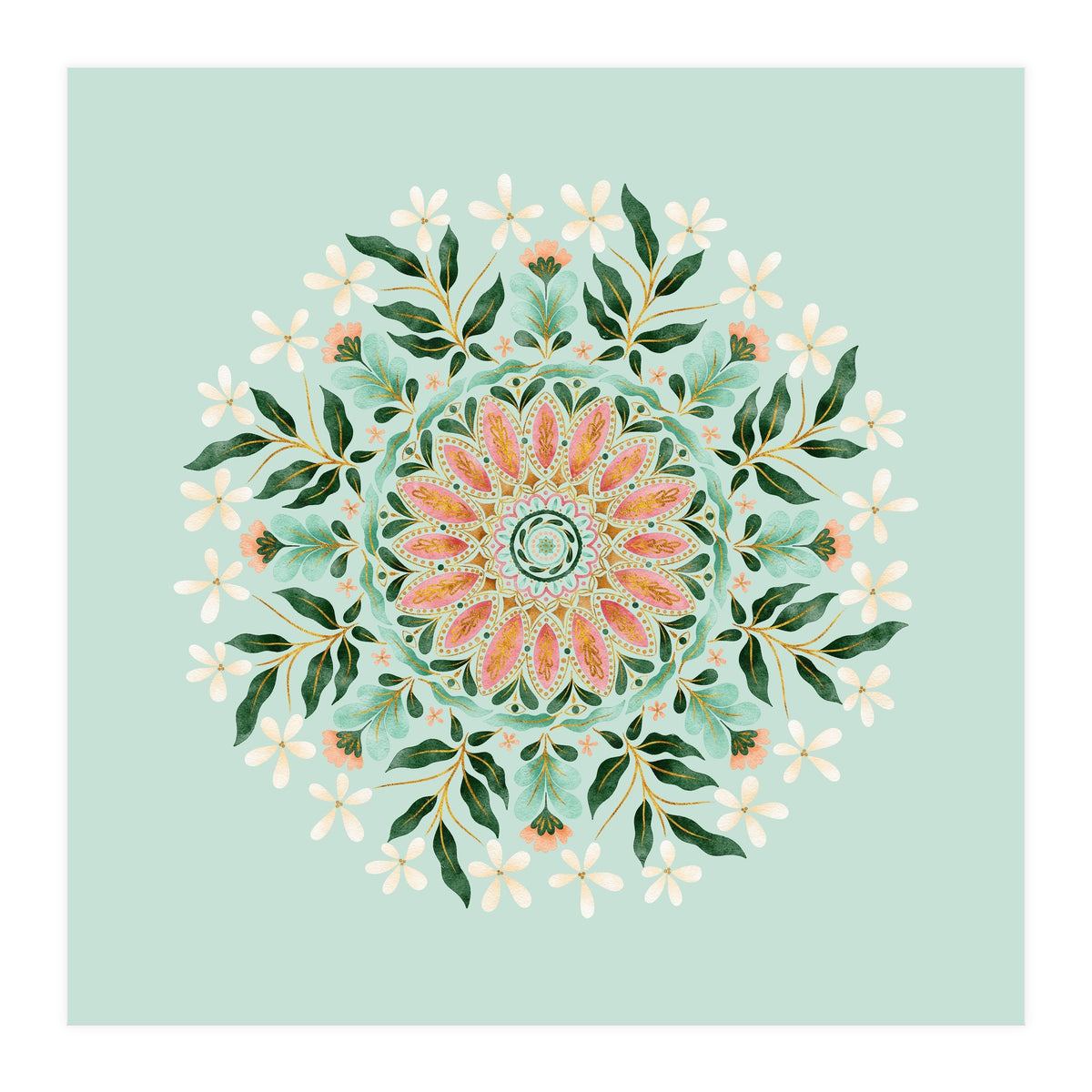 Floral Mandala | Mint Green (Print Only)