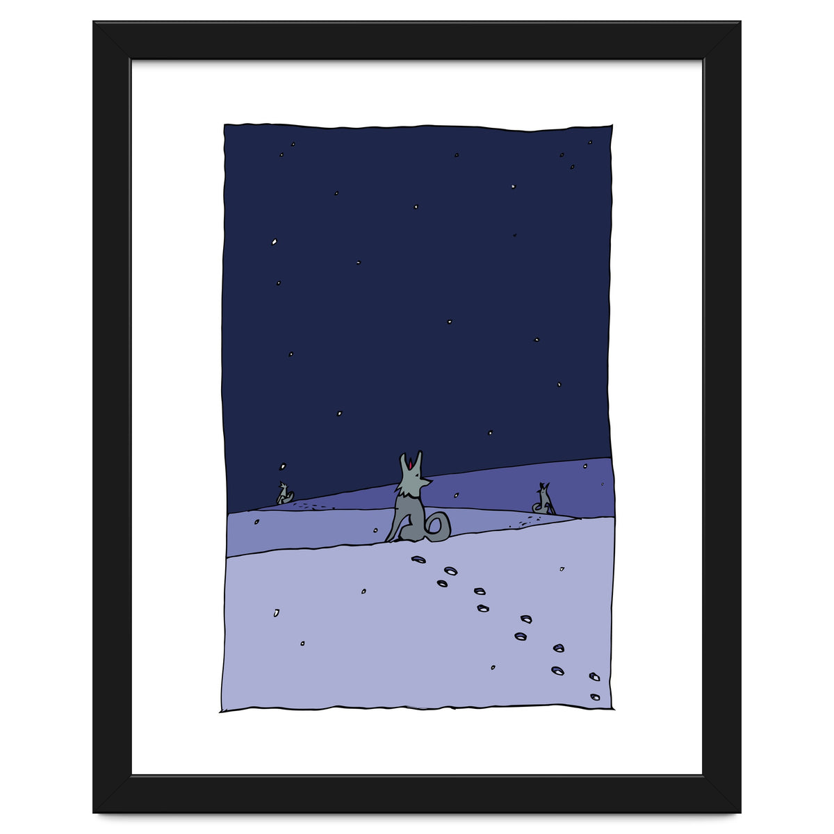 Dogs in Winter Night