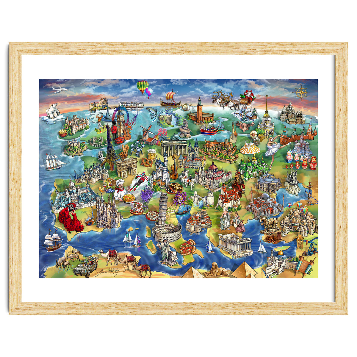 European World Wonders Illustrated Map