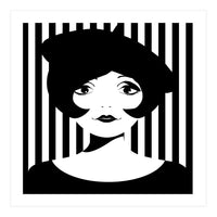 Retro 1960s Young Woman black and white (Print Only)