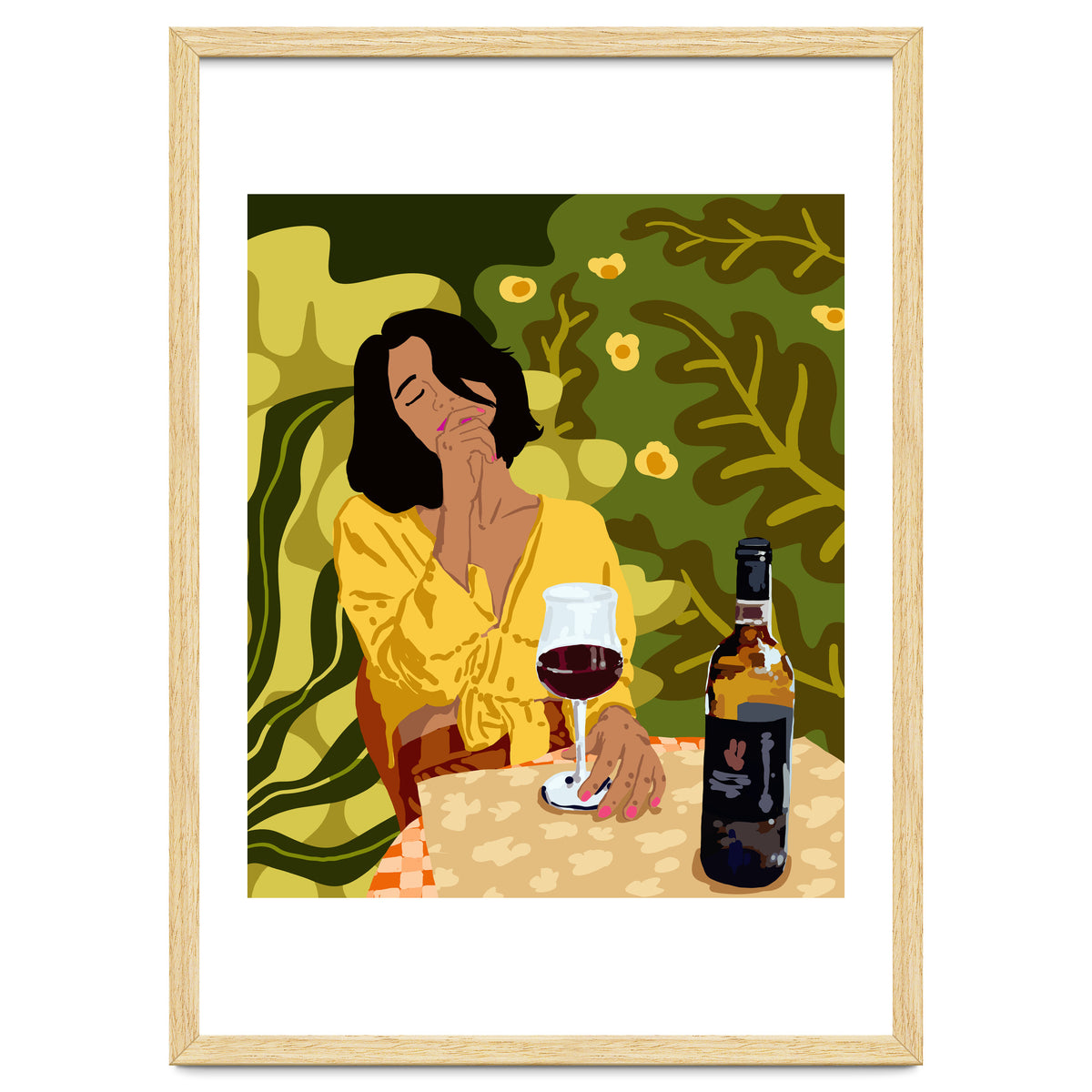 Wine is the answer.What was the question? Drinks Vacation Travel Modern Bohemian Black Woman Fashion