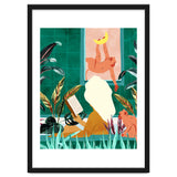 Urban Jungle Bath | Tropical Modern Bohemian Woman Bathtub | Pet Monkey Wild Animals Moon Watercolor thumbnail