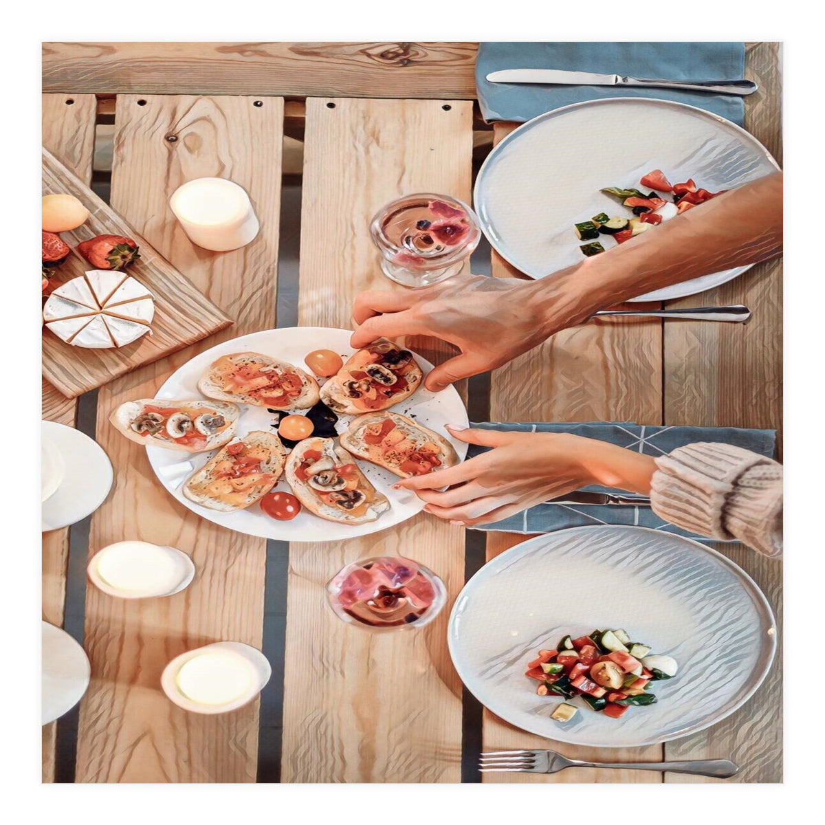 A Beautiful Table Italian Food (Print Only)